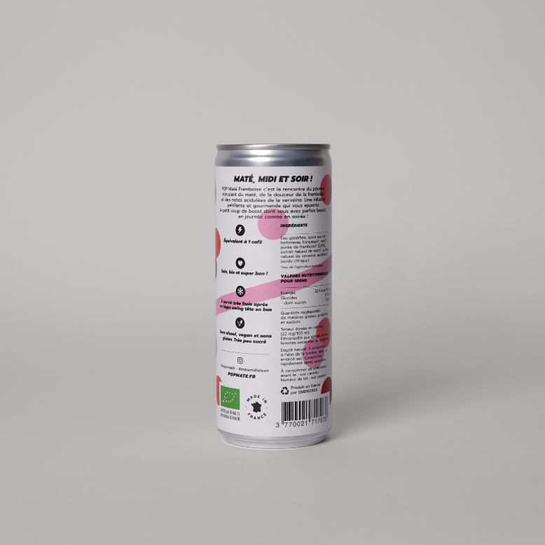 Canette POP Maté Framboise verso