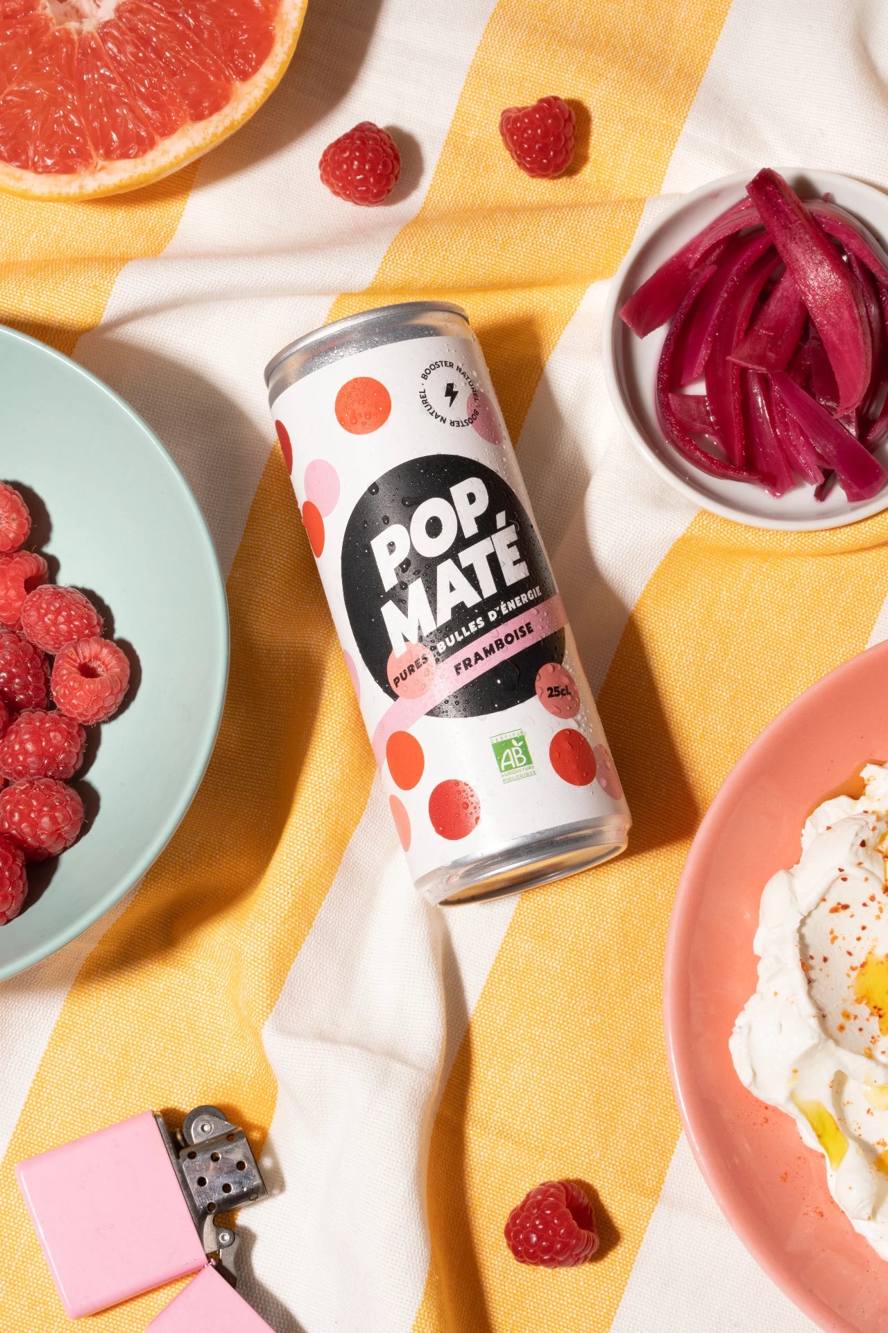 Canettes POP Maté Framboise apéro picnic - Crédits Antinea Esteban