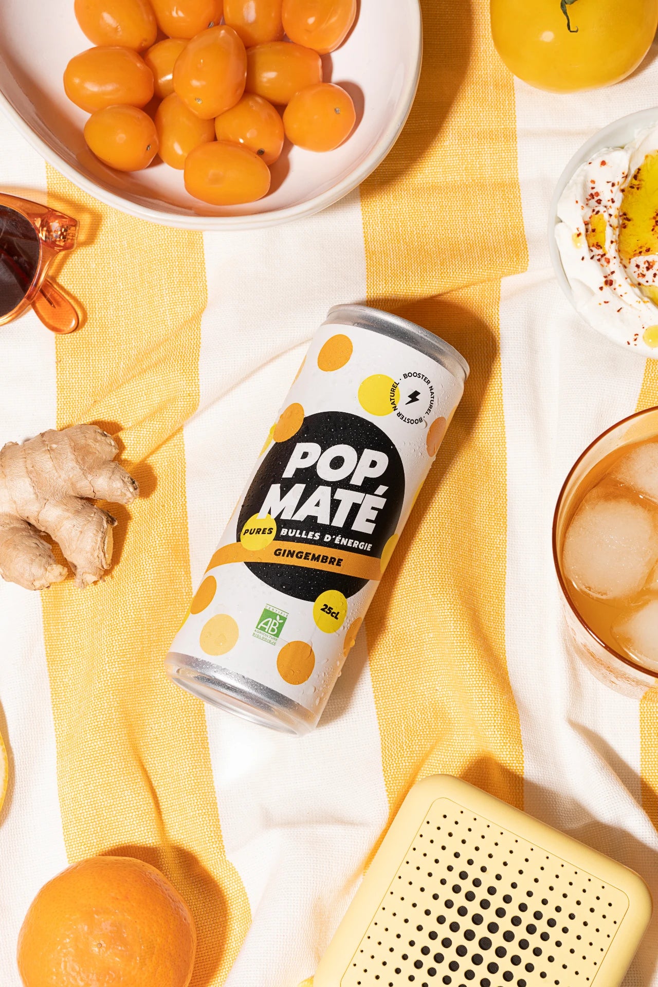 Canettes POP Maté Gingembre apéro picnic - Crédits Antinea Esteban